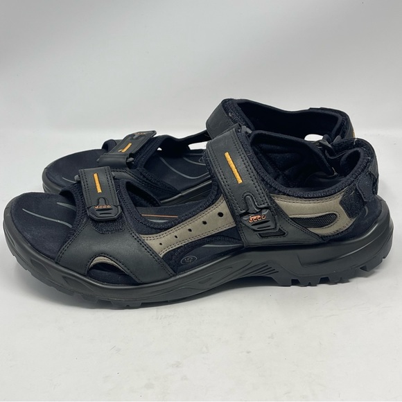 Ecco Yucatan Receptor Sandals Mens 11 - 11.5 EU 45 Black Brown Hiking Sport FLAW - Picture 2 of 15